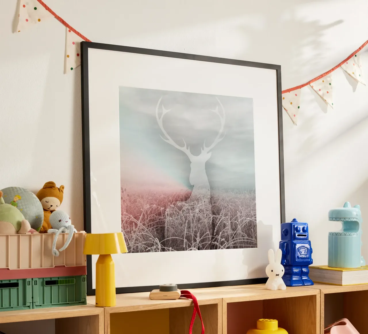 Spookherten in een winters landschap - Mystieke natuur poster met kunststof frame van NA/MO
