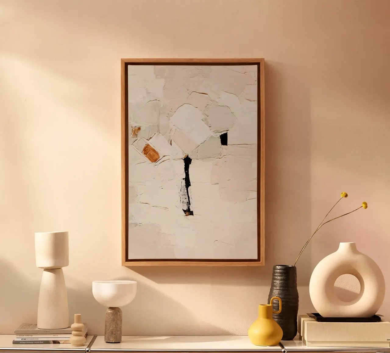 Neutral Abstract canvas met Baklijst van Ingrid Beddoes