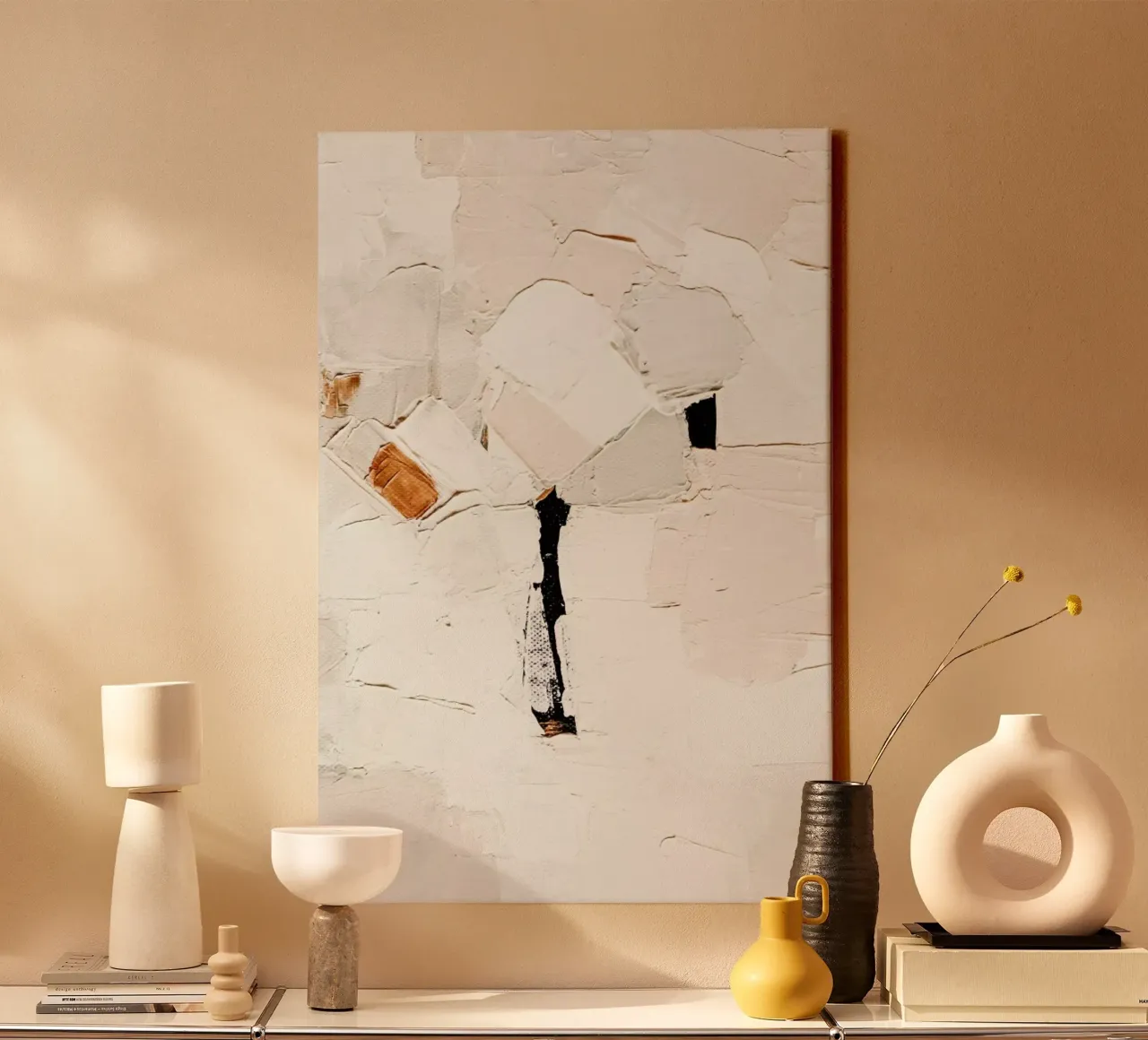Neutral Abstract canvas met Baklijst van Ingrid Beddoes