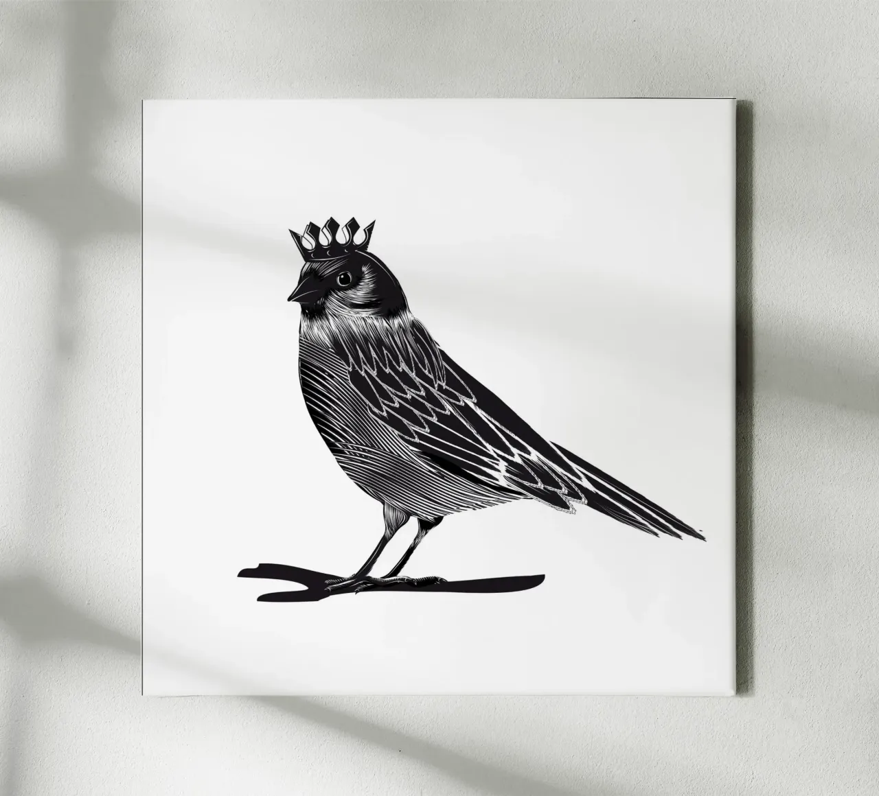 Uccello reale - Eleganza nera con corona tela con Cornice a cassetta da NA/MO