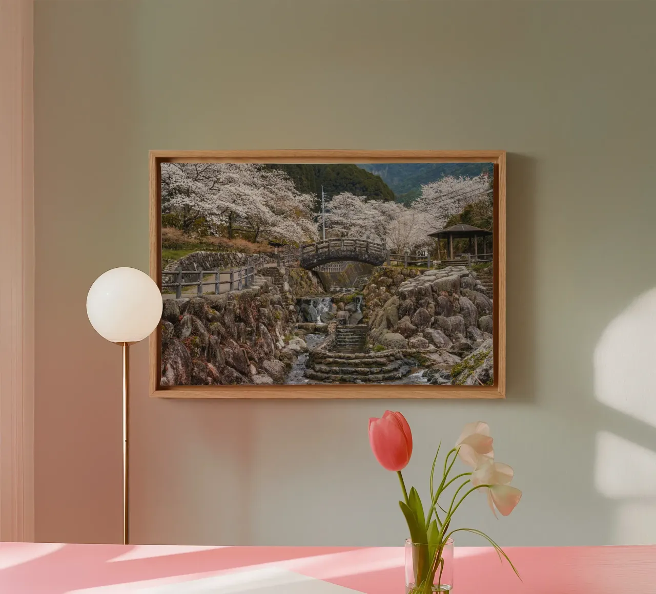 Cascate di ciliegi in fiore - Kyushu, Giappone tela con Cornice a cassetta da Marcel Bisig