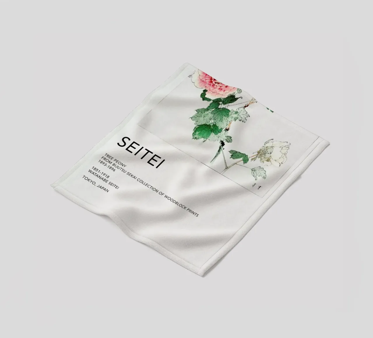 Seitei - Tree Peony fleece blanket by Vintage by JUNIQE