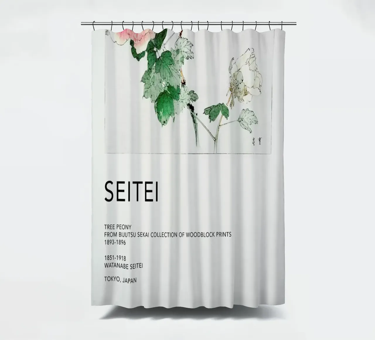 Seitei - Tree Peony shower curtain by Vintage by JUNIQE