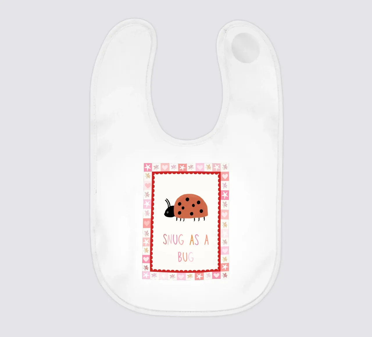 Snug as a bug, Ladybug Print, Nursery Wall Art baby bib by SunshinePrints