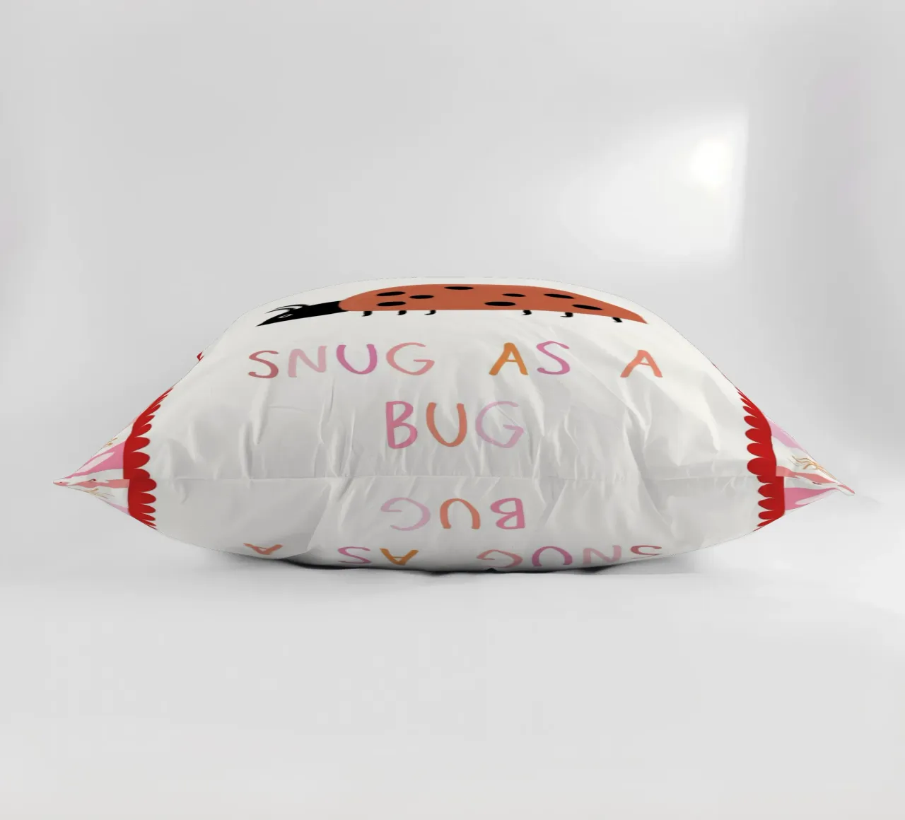 Snug as a bug, Ladybug Print, Nursery Wall Art decorative cushion by SunshinePrints