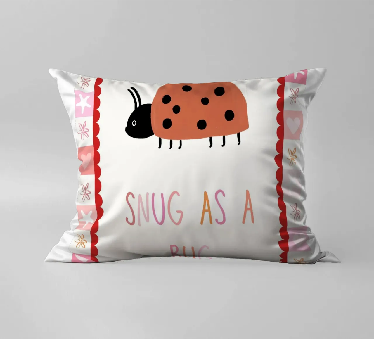 Snug as a bug, Ladybug Print, Nursery Wall Art decorative cushion by SunshinePrints
