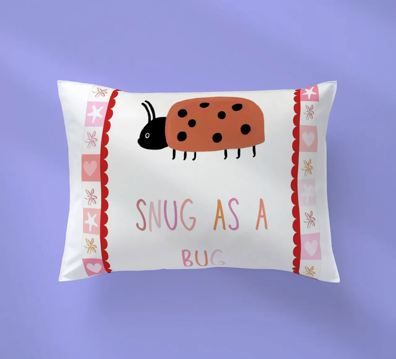 Snug as a bug, Ladybug Print, Nursery Wall Art decorative cushion by SunshinePrints