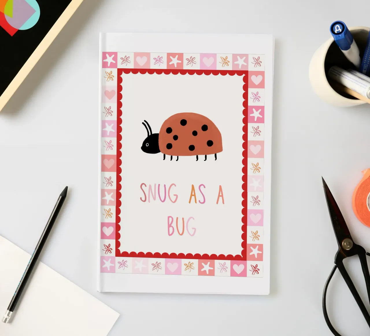 Snug as a bug, Ladybug Print, Nursery Wall Art notebook by SunshinePrints