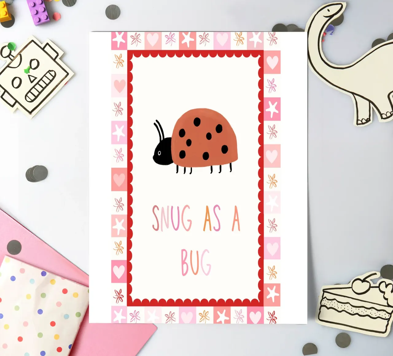 Snug as a bug, Ladybug Print, Nursery Wall Art sticker sheet by SunshinePrints