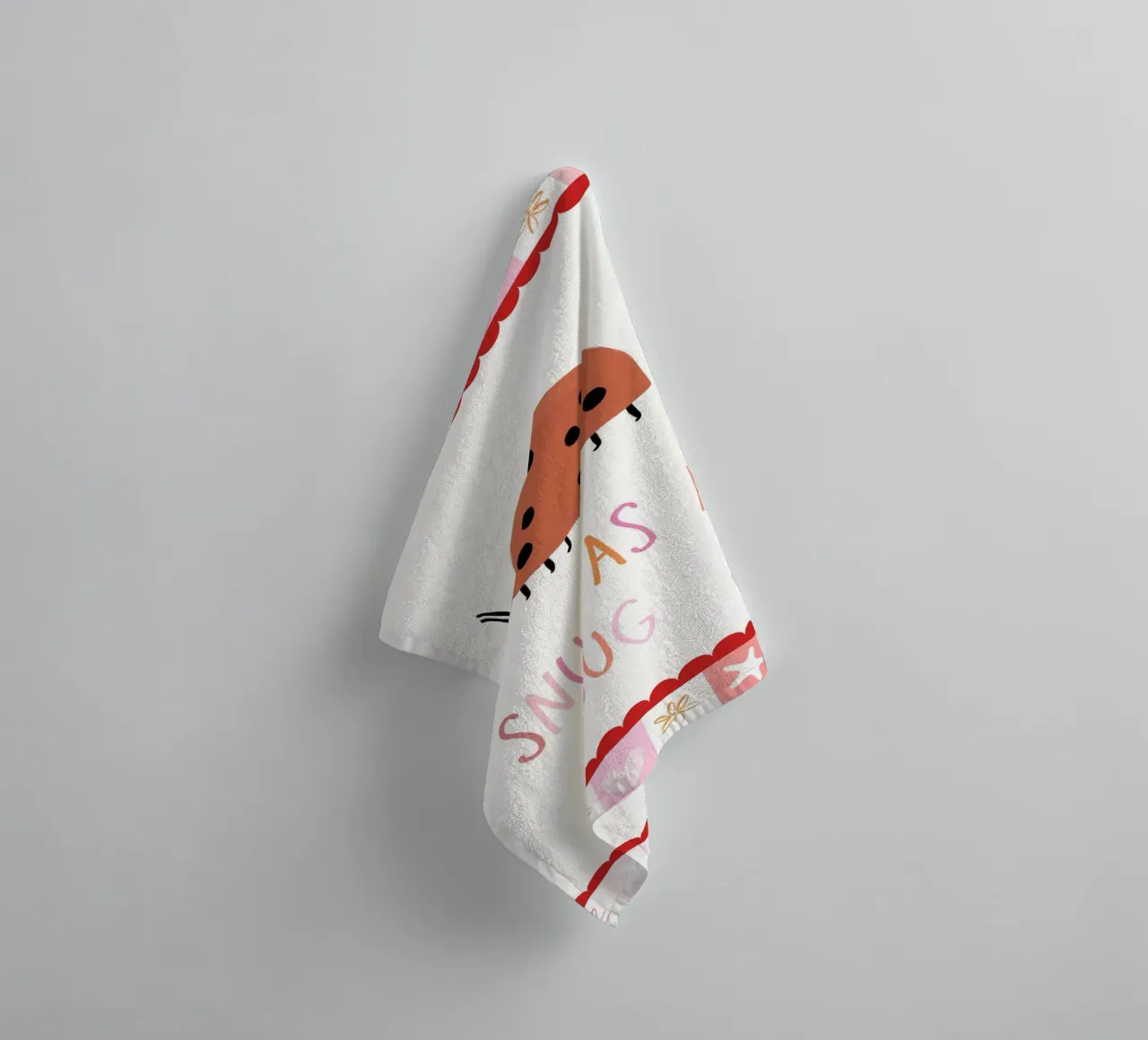 Snug as a bug, Ladybug Print, Nursery Wall Art towel by SunshinePrints