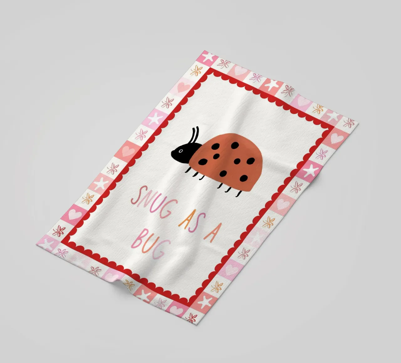 Snug as a bug, Ladybug Print, Nursery Wall Art beach towel by SunshinePrints