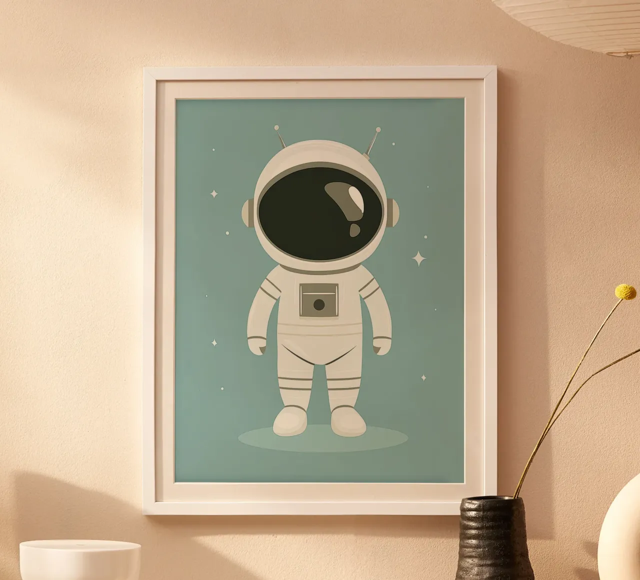 Astronauta stravagante poster con telaio in alluminio da Happy Littles
