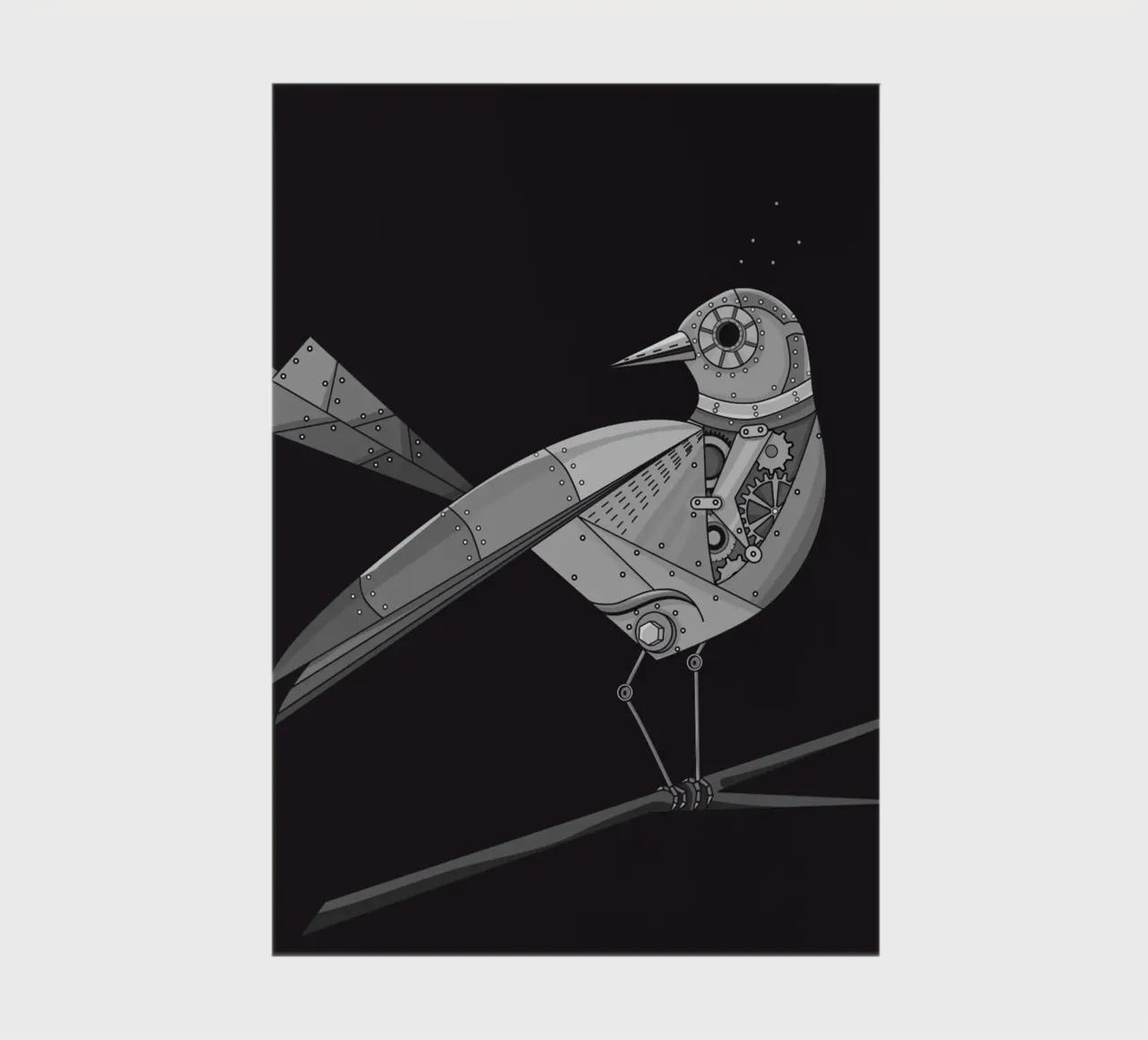 futuristic bird with cogwheel motif notebook by NA/MO