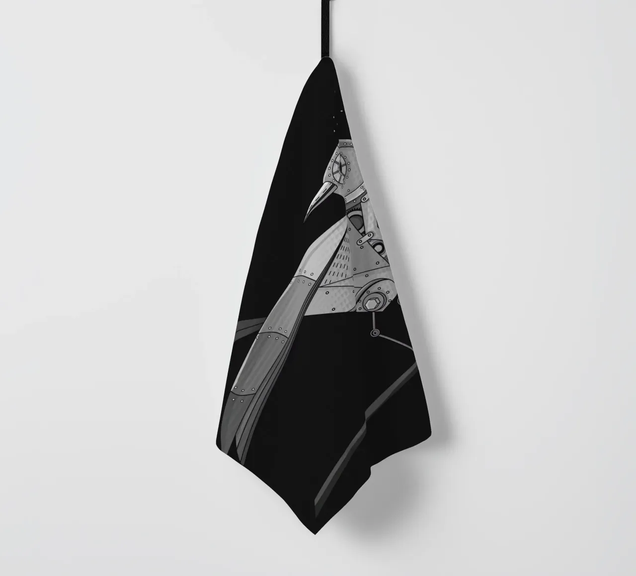 oiseau futuriste avec motif d'engrenage torchon de NA/MO