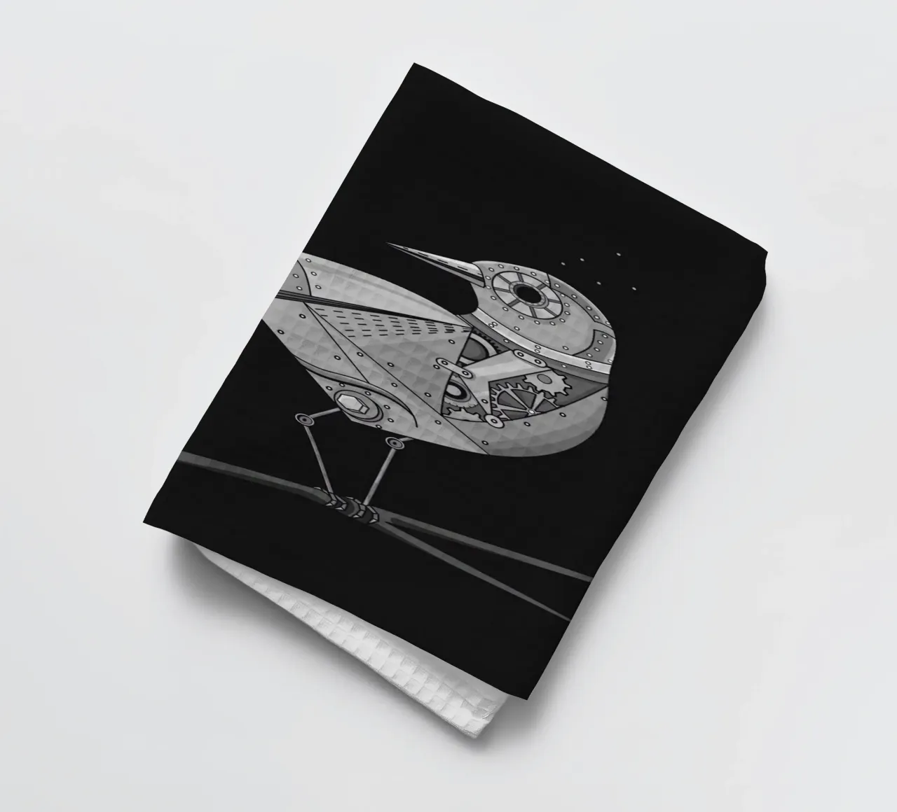 oiseau futuriste avec motif d'engrenage torchon de NA/MO
