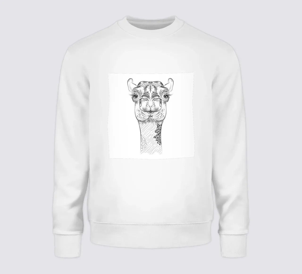 Smiling camel with ornate patterns sweatshirt by NA/MO