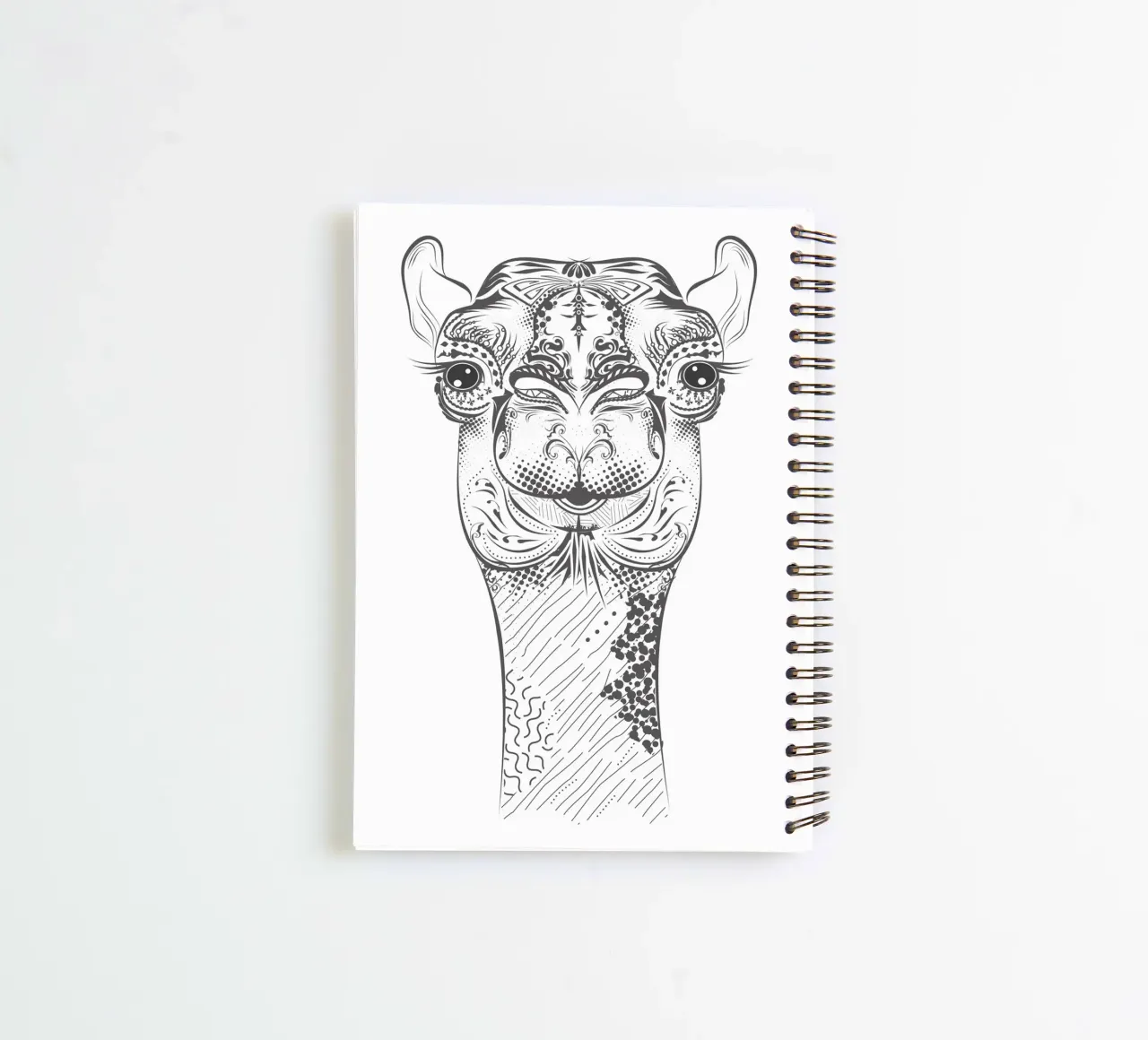 Smiling camel with ornate patterns spiral notebook by NA/MO