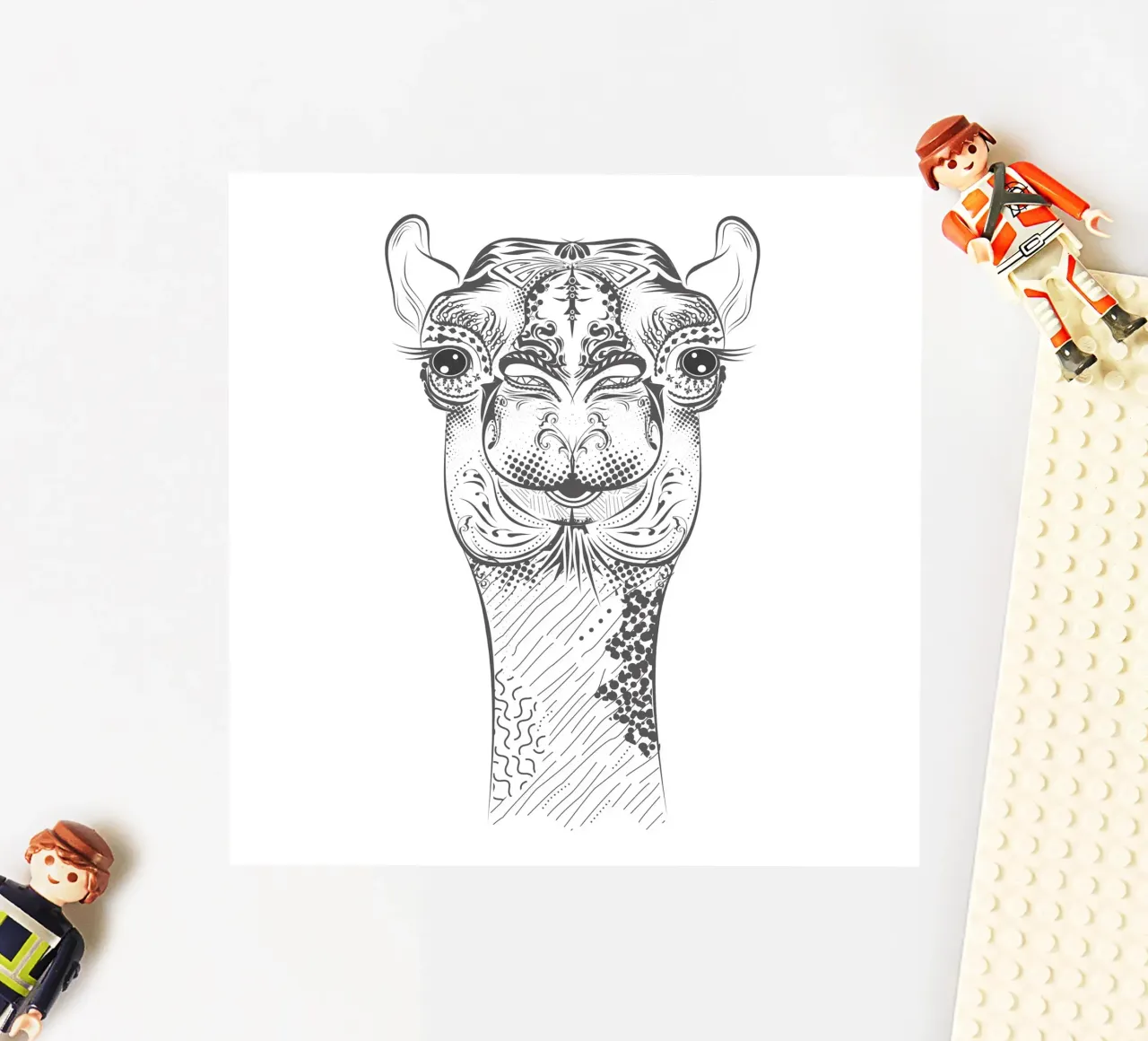 Smiling camel with ornate patterns sticker by NA/MO