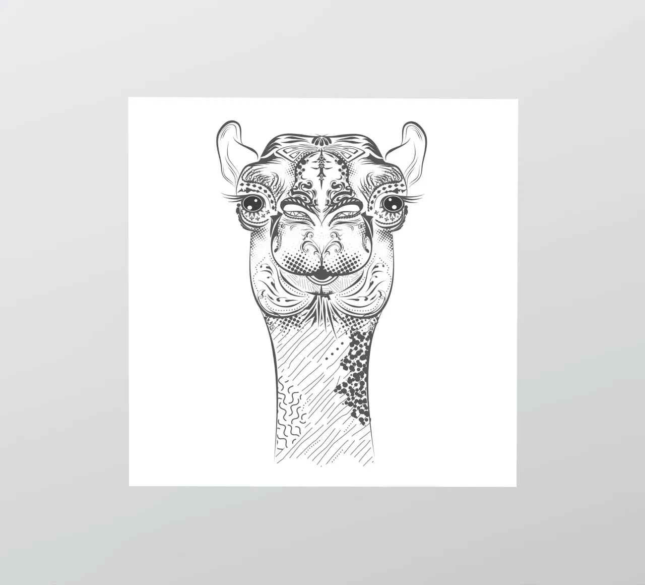 Smiling camel with ornate patterns sticker by NA/MO