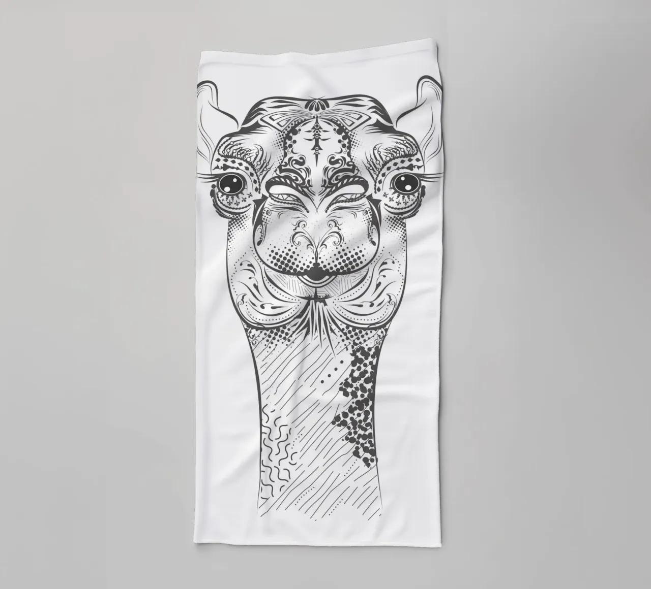 Smiling camel with ornate patterns towel by NA/MO