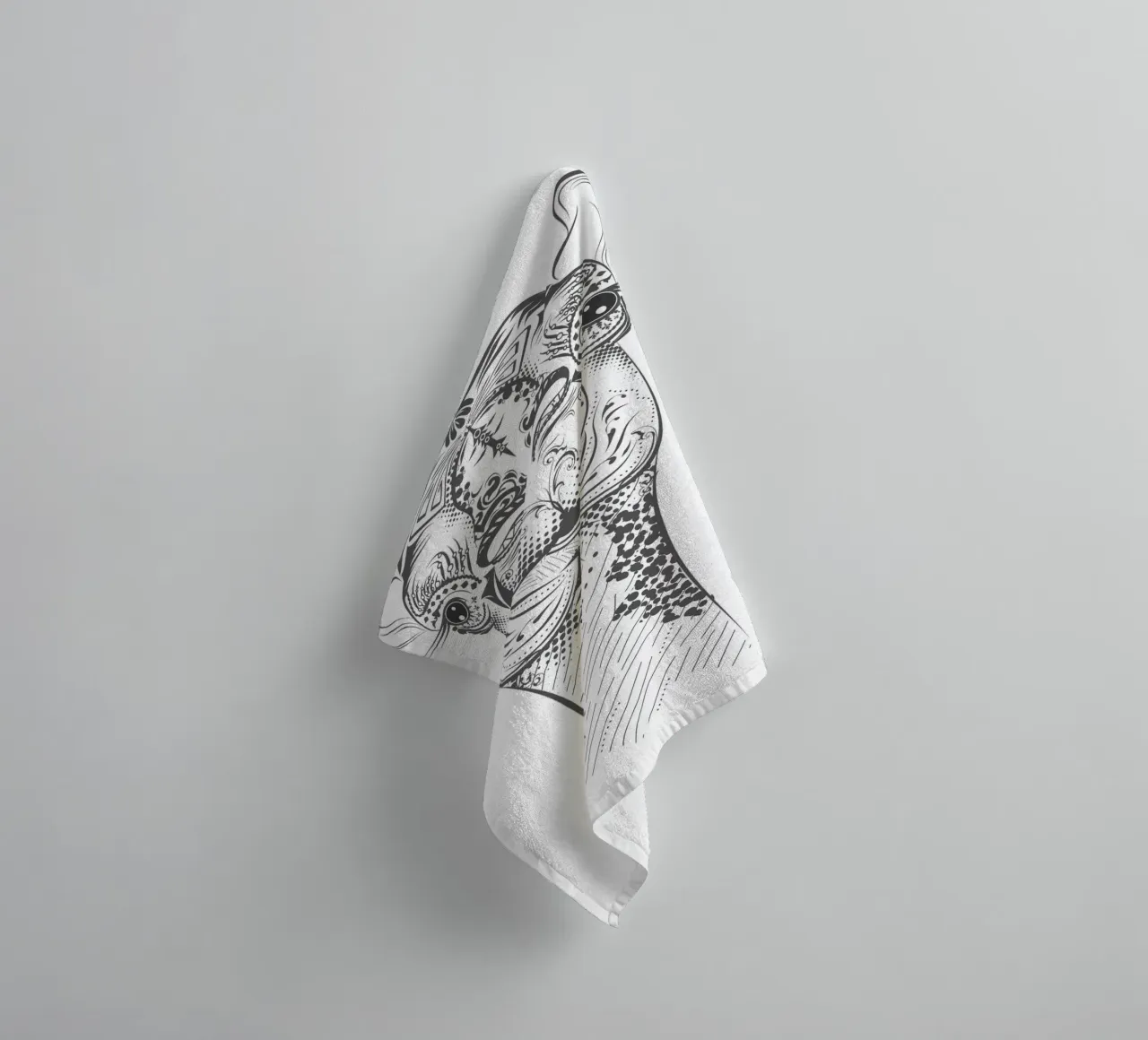 Smiling camel with ornate patterns towel by NA/MO