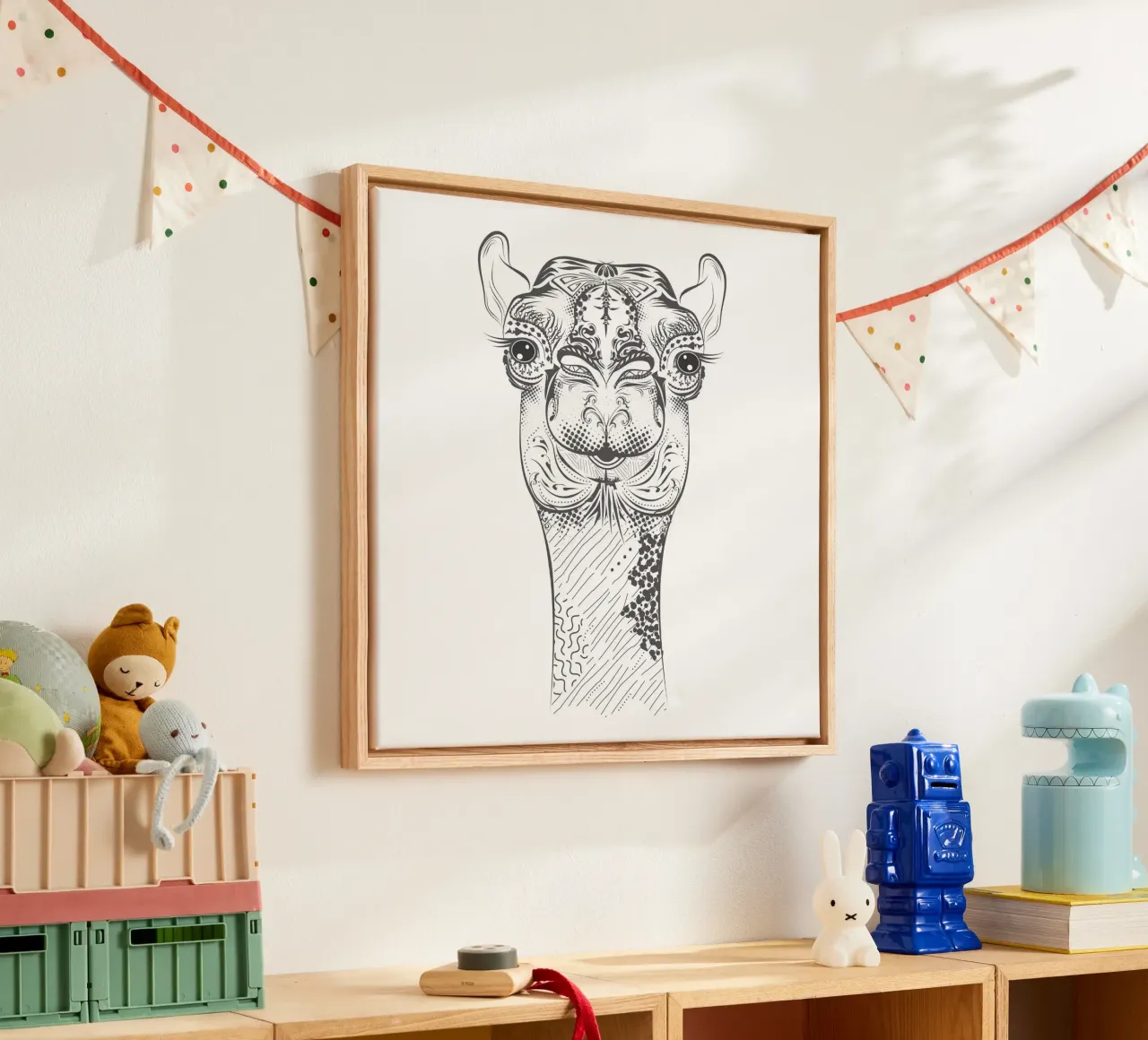 Smiling camel with ornate patterns canvas by NA/MO