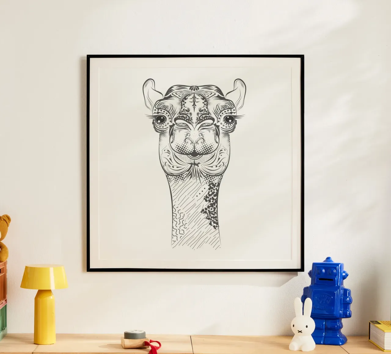 Smiling camel with ornate patterns hahnemühle by NA/MO