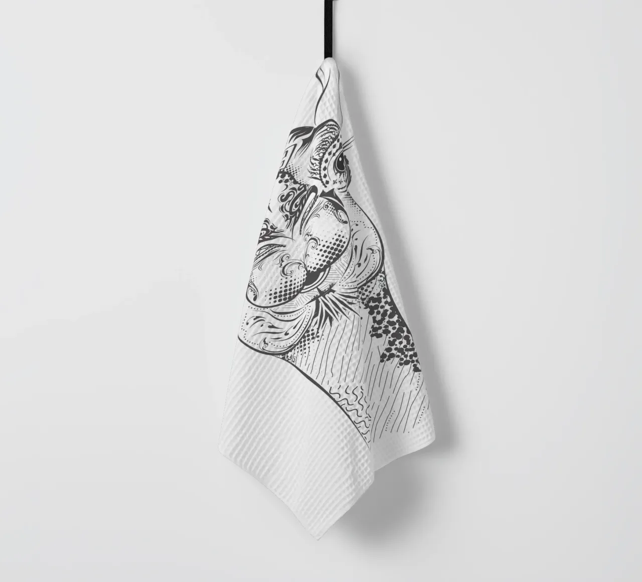 Smiling camel with ornate patterns tea towel by NA/MO