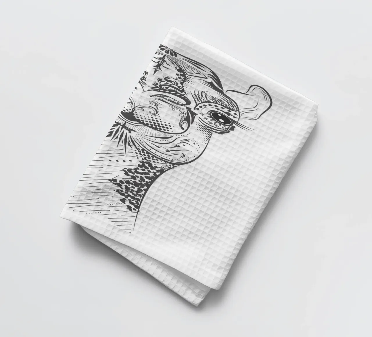 Smiling camel with ornate patterns tea towel by NA/MO
