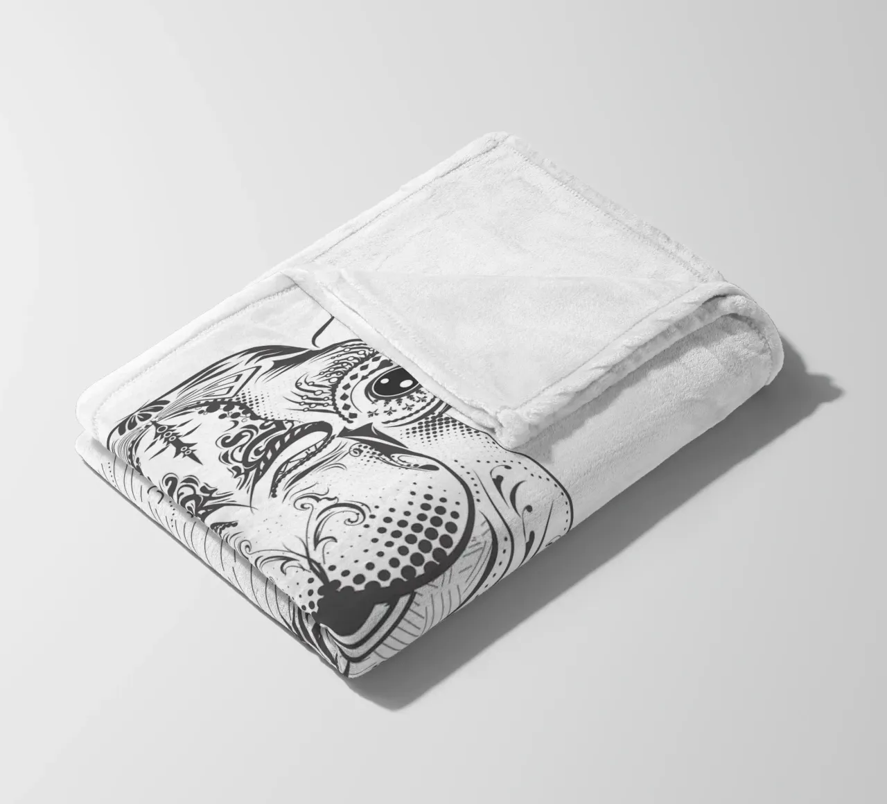 Smiling camel with ornate patterns fleece blanket by NA/MO