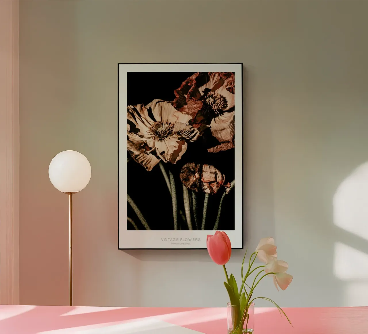Fiori scuri d'annata Papaver Orientalis plexiglass da Monika Strigel