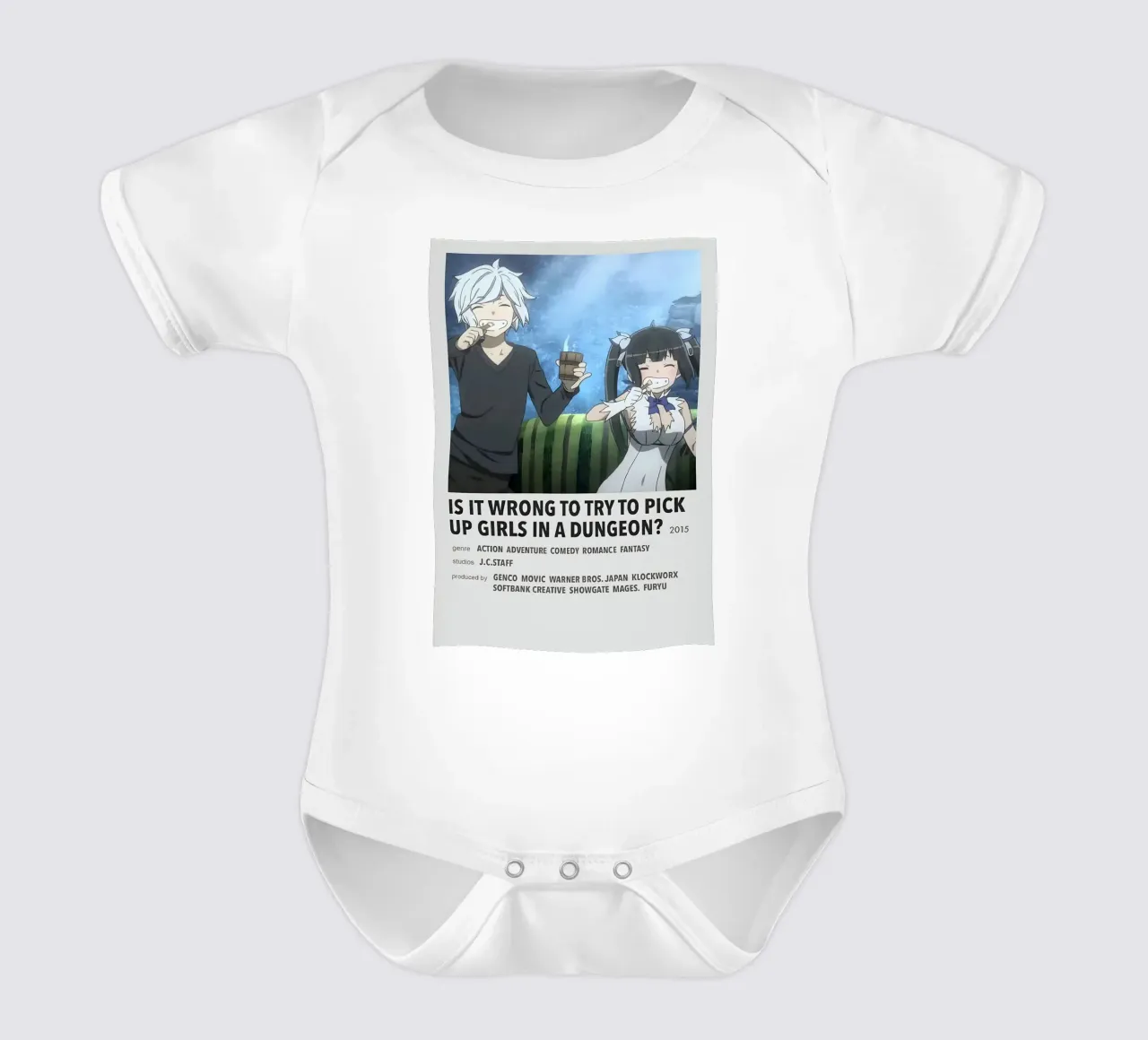 IS IT WRONG TO TRY TO PICK UP GIRLS IN A DUNGEON? 2015 body neonato maniche corte da Totoya