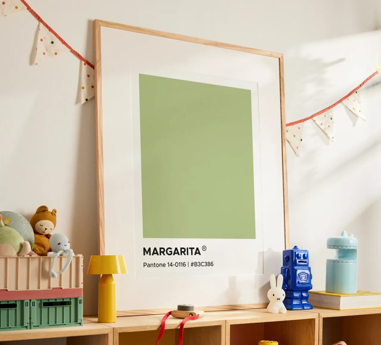 Margarita Pantone poster con telaio in legno da Paigaam Studio