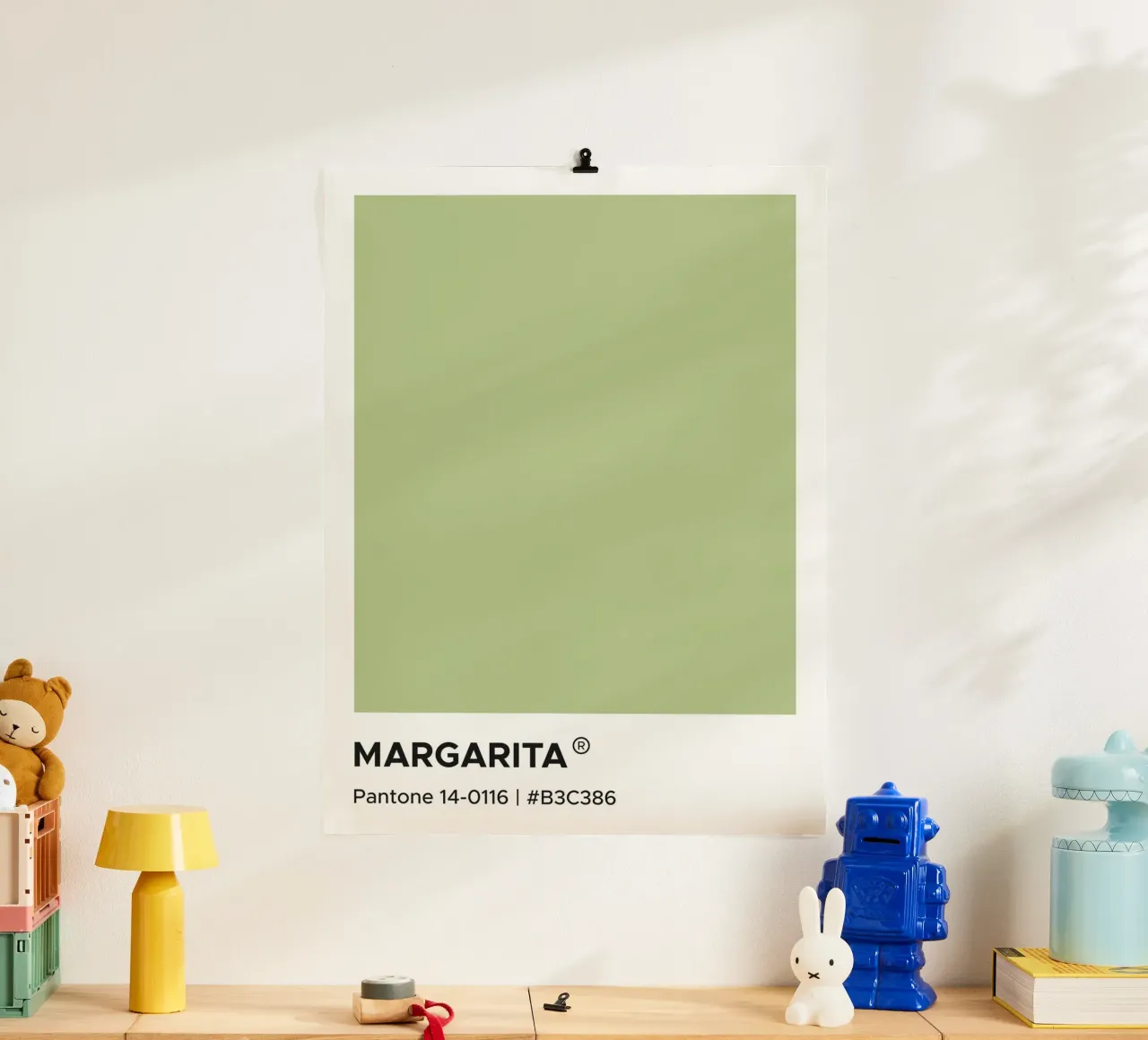 Margarita Pantone poster con telaio in legno da Paigaam Studio