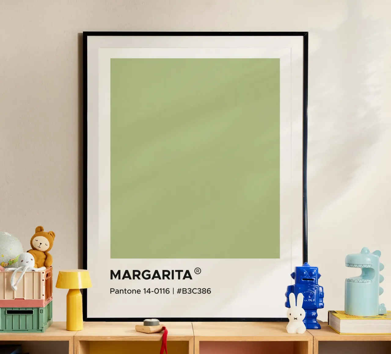 Margarita Pantone poster con telaio in legno da Paigaam Studio