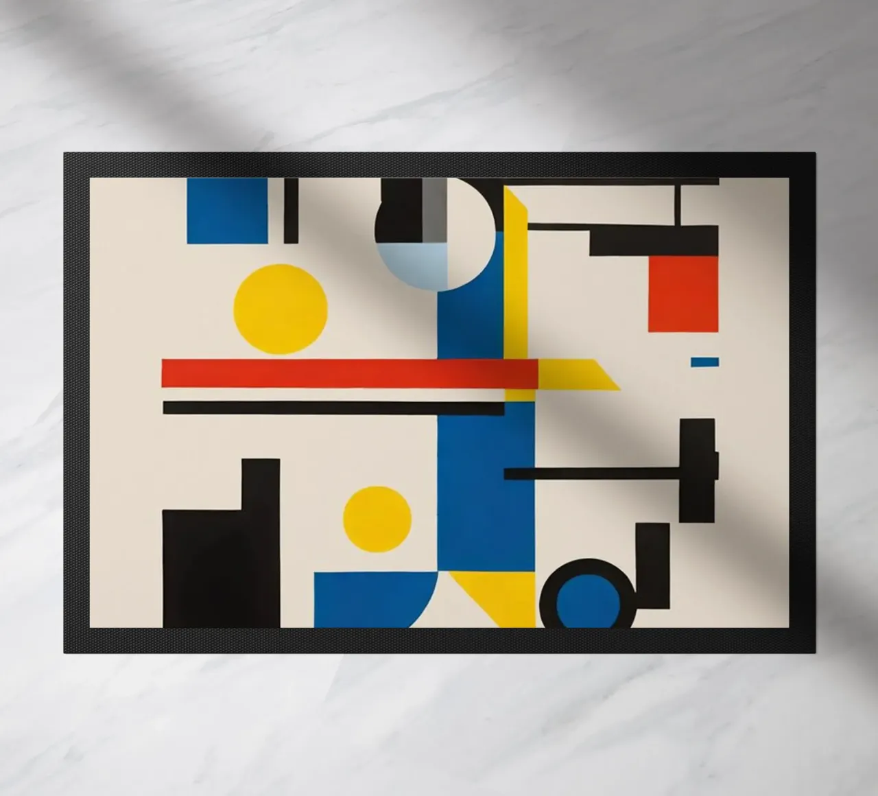 Red Circle With Blue Square doormat by Piere art Shops