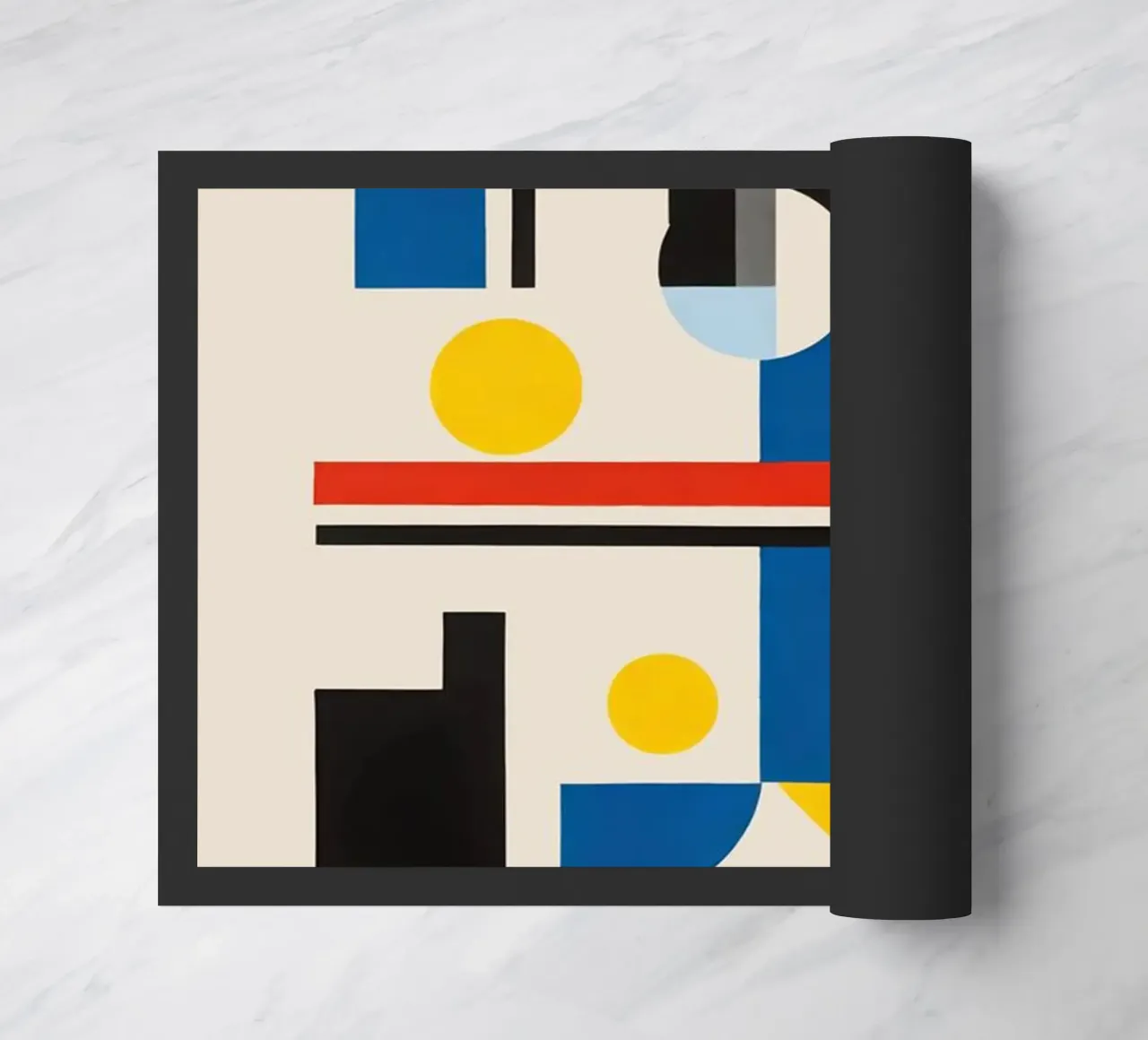 Red Circle With Blue Square doormat by Piere art Shops