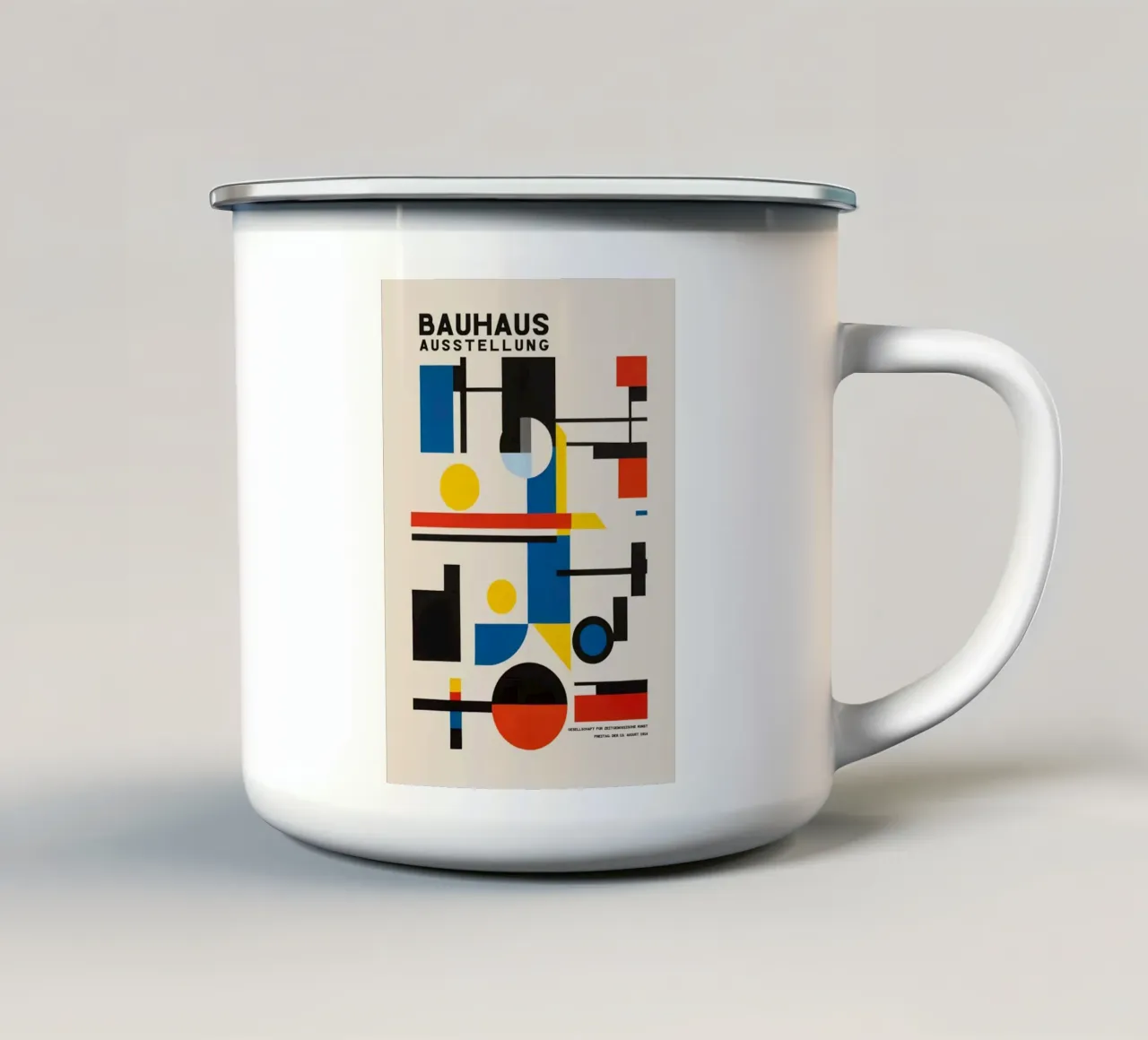 Cerchio rosso con quadrato blu tazza in smalto da Piere art Shops