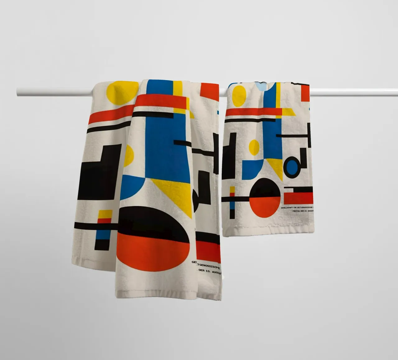 Red Circle With Blue Square towel by Piere art Shops
