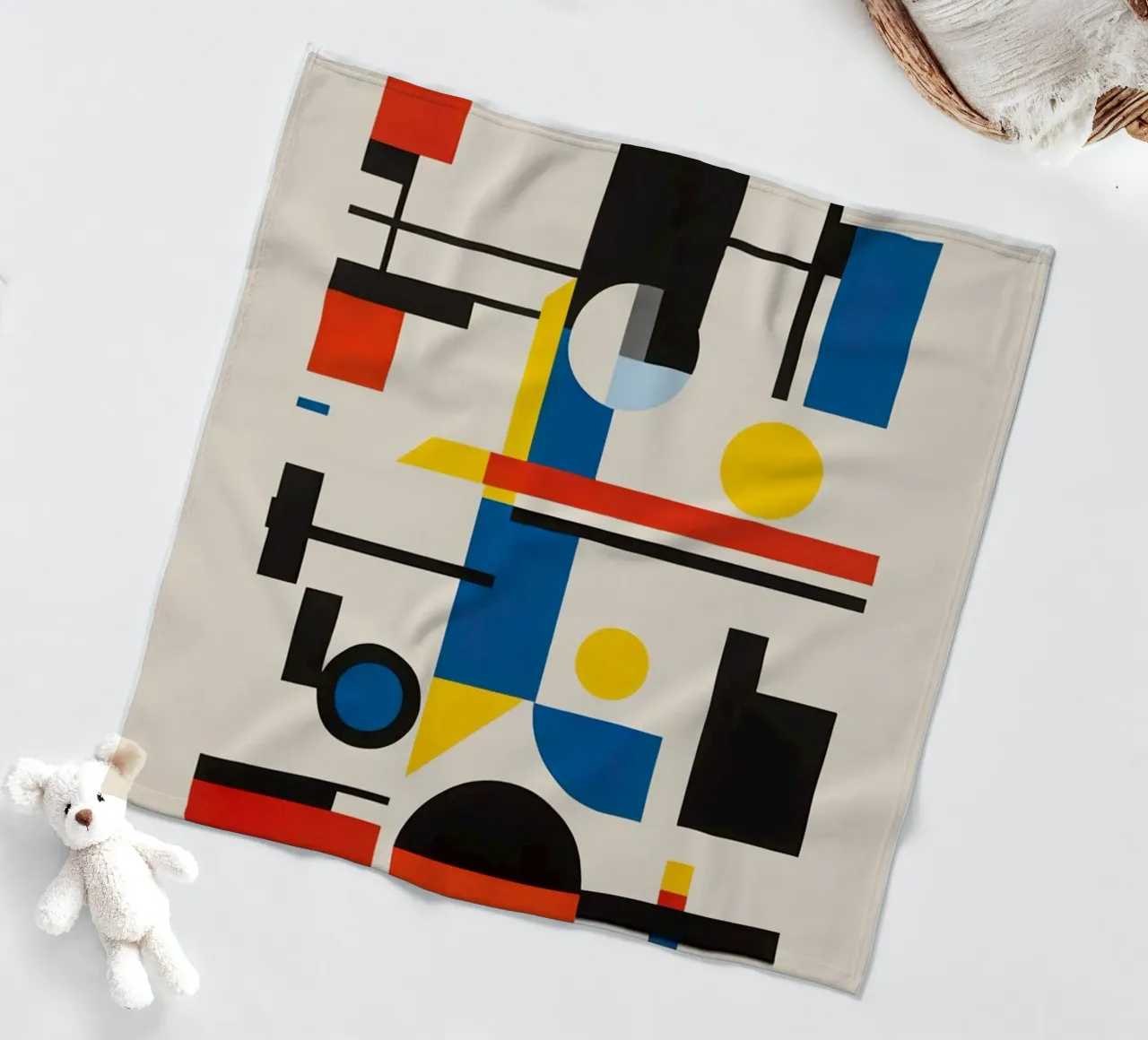 Red Circle With Blue Square fleece blanket by Piere art Shops