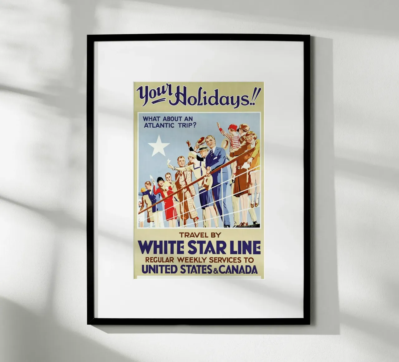 Your Holidays! Travel by the White Star Line poster con telaio in legno da ARTOTHEK