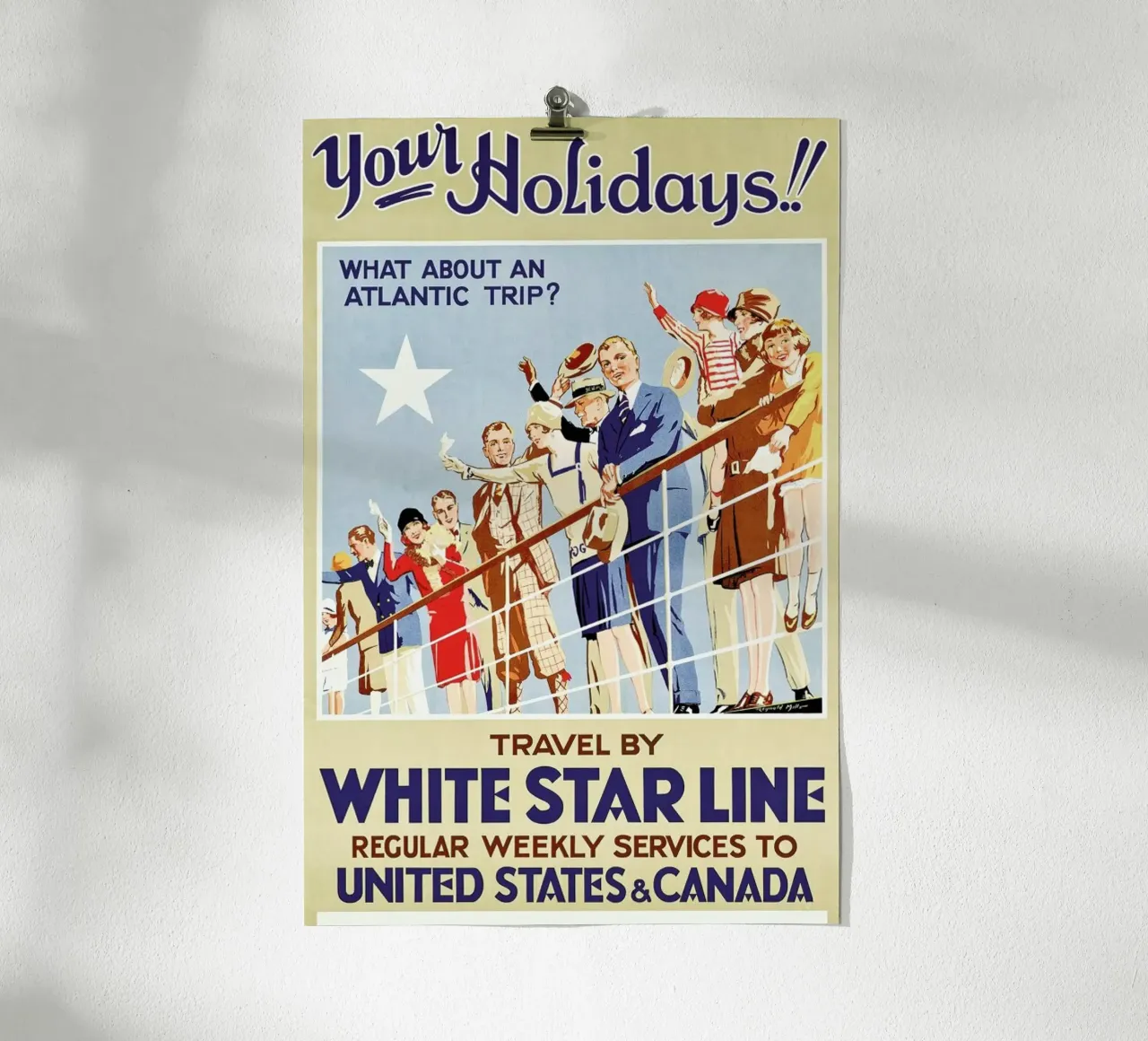Your Holidays! Travel by the White Star Line poster con telaio in legno da ARTOTHEK
