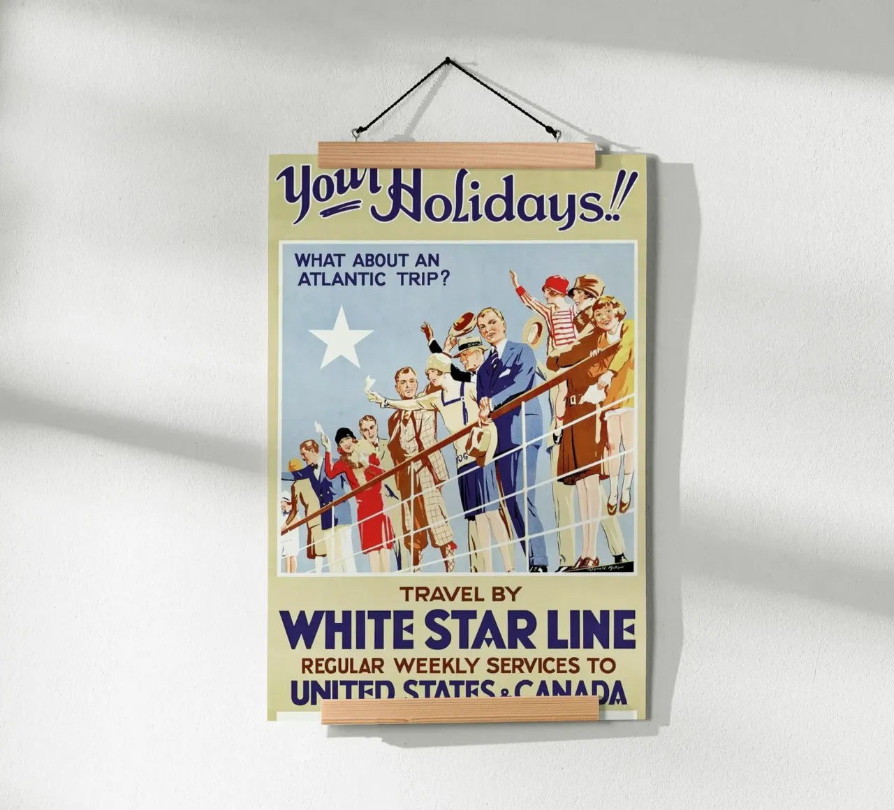 Your Holidays! Travel by the White Star Line poster con telaio in legno da ARTOTHEK