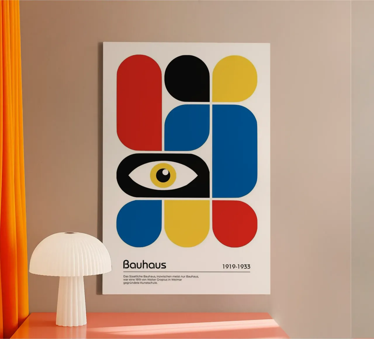 Rood en blauw oog canvas met Baklijst van Piere art Shops