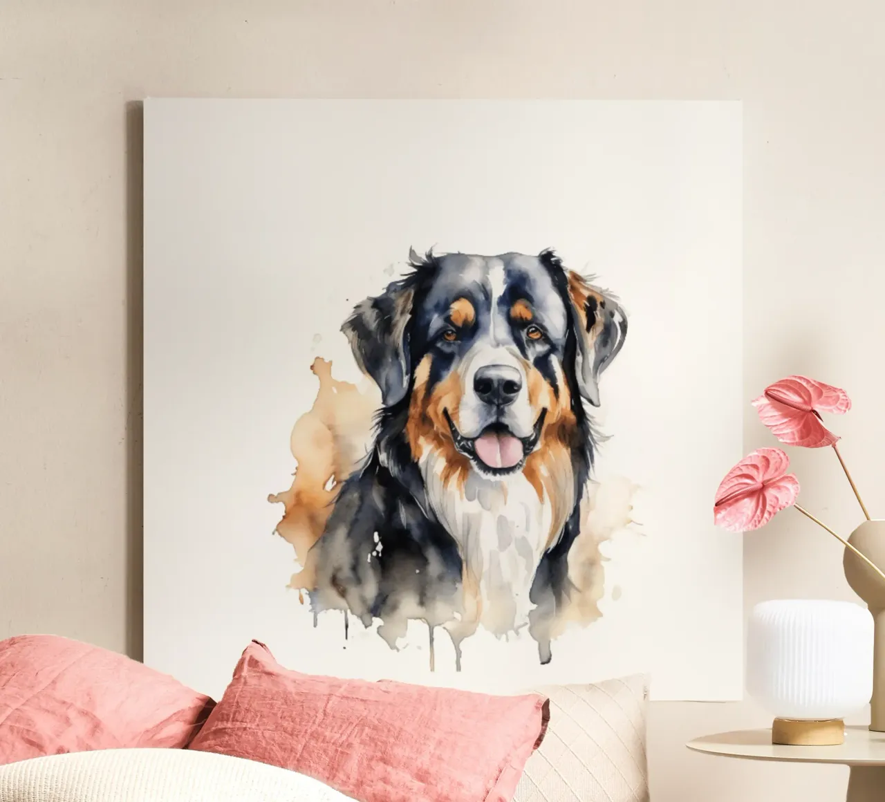 Beautiful Bernese Mountain Dog #91 canvas with Floater frame by Yumis.Beargang.and.Me