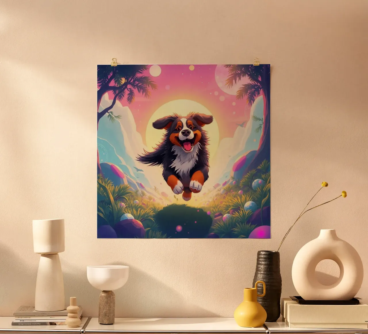 Bellissimo cane da montagna bernese #92 poster con telaio in plastica da Yumis.Beargang.and.Me