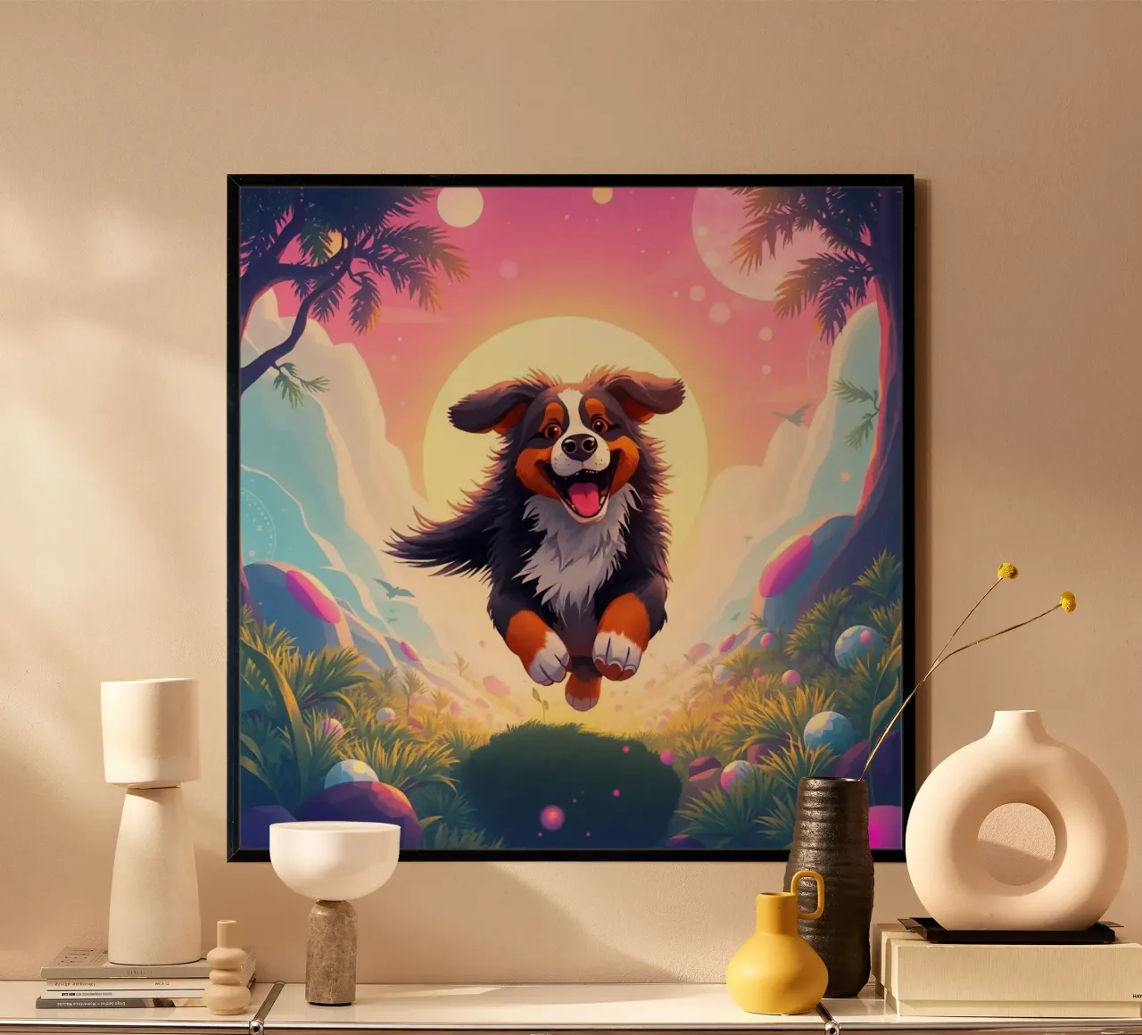 Bellissimo cane da montagna bernese #92 poster con telaio in plastica da Yumis.Beargang.and.Me