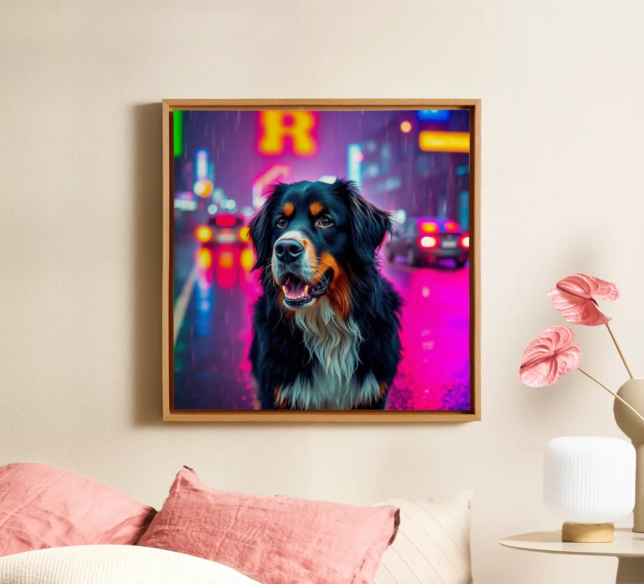Beautiful Bernese Mountain Dog #93 canvas with Floater frame by Yumis.Beargang.and.Me