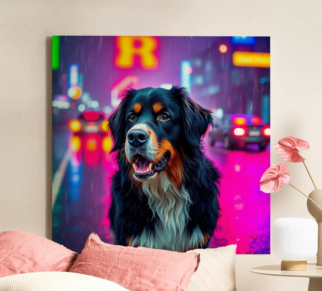 Beautiful Bernese Mountain Dog #93 canvas with Floater frame by Yumis.Beargang.and.Me