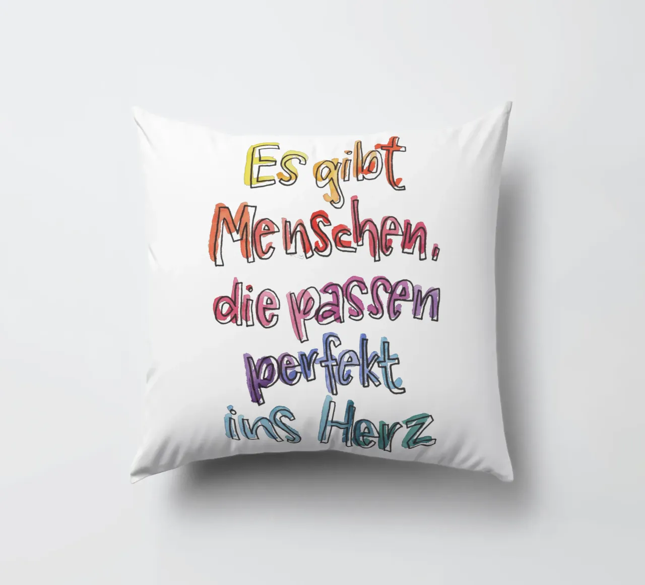 Perfekt ins Herz Regenbogen cuscino da Brushmeetspaper